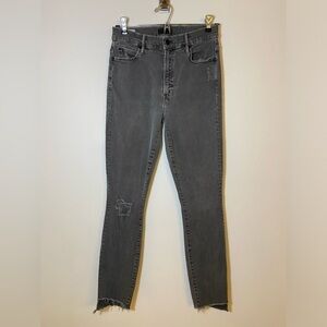 Mother 26 Stunner Zip Ankle Step Fray Sexy Walked into Town Stretchy Gray Jeans